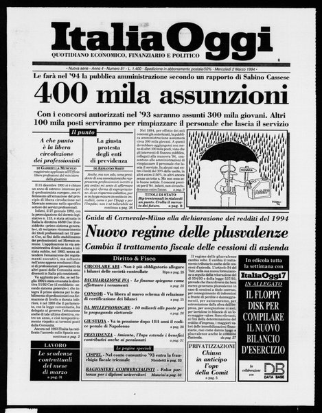 Italia oggi : quotidiano di economia finanza e politica